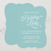Holly Sprigs Holiday Party Invitations (blauw) Kaart (Voorkant / Achterkant)