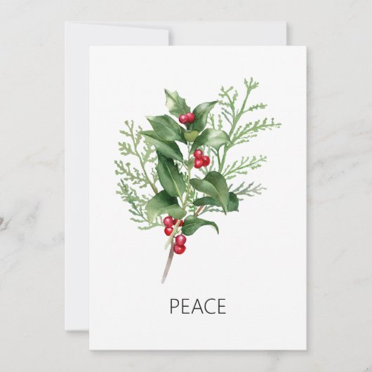 Holly Spring Peace Feestdagenkaart (Voorkant)