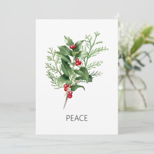 Holly Spring Peace Feestdagenkaart (Staand voorkant)