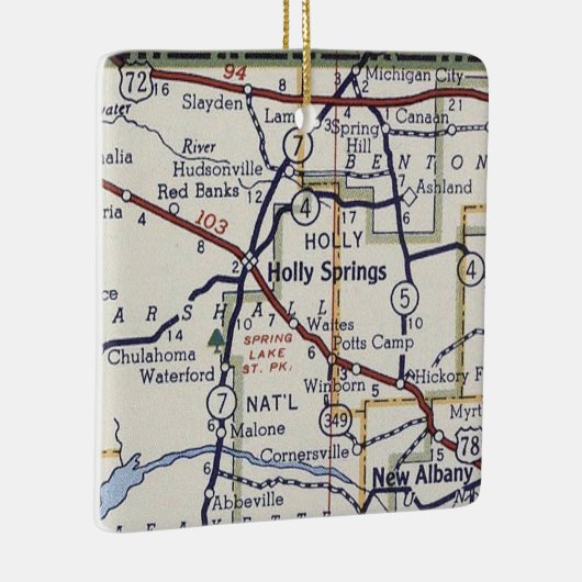 Holly Springs MS  Map Keramisch Ornament (Rechts)