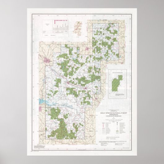 Holly Springs National Forest Map (1991) Poster (Voorkant)
