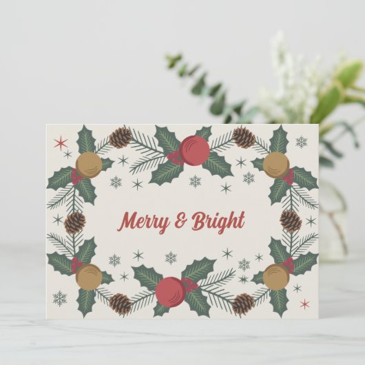 Holly Springs & Pine Kegels - Vrolijk & Helder Feestdagenkaart (Staand voorkant)