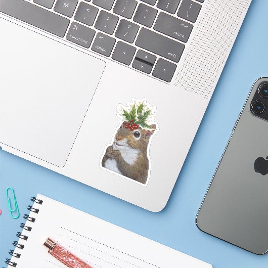 Holly Squirrel stickers (Laptop met iPhone)