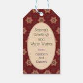 Holly Star Red Traditioneel Kerstcadeau Label Cadeaulabel (Voorkant)