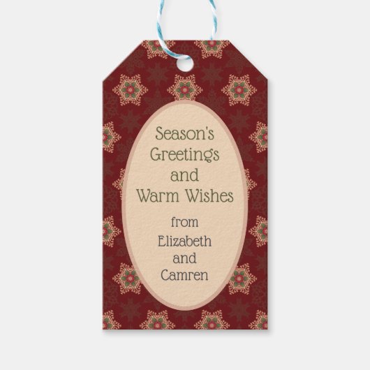 Holly Star Red Traditioneel Kerstcadeau Label Cadeaulabel (Voorkant)