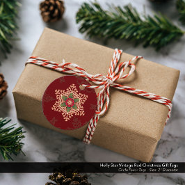 Holly Star  Rode Kerstcadeau Tags Bedankjes Labels