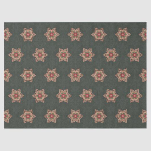 Holly Star Traditionele Kerstmis Groen Tissuepapier (Voorkant)