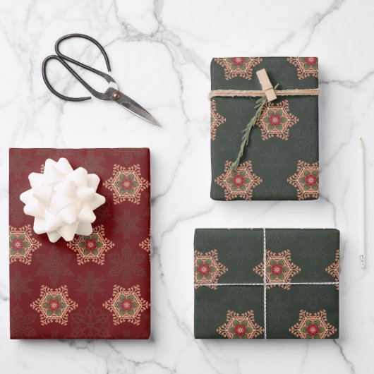 Holly Star Wrapping Paper 1, rood en 2, groen (Voorkant)