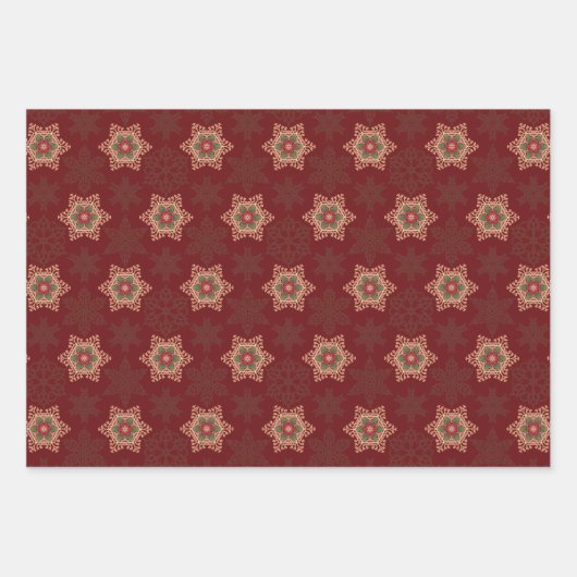 Holly Star Wrapping Paper 2 Red en 1 Green Stuks (Voorkant)