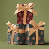 Holly Star Wrapping Papier 2 Groene en 1 Rode Stuk Inpakpapier Vel