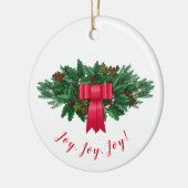 Holly Swag | Kerstmis met rode boer Keramisch Ornament (Links)