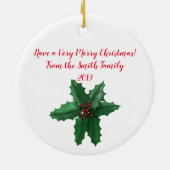 Holly Swag | Kerstmis met rode boer Keramisch Ornament (Achterkant)