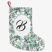 Holly takken op wit. Aangepast met de naam. Kleine Kerstsok (Voorkant)