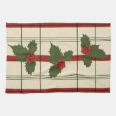 Holly theedoek in rood en groen (Horizontaal)