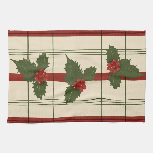 Holly theedoek in rood en groen (Horizontaal)