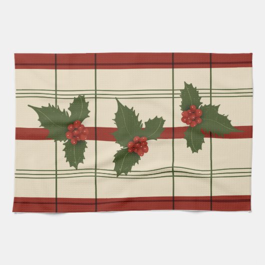 Holly theedoek in rood en groen (Horizontaal)