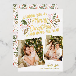  Holly Tilted Snapshot 2 Kerstmis Folie Feestdagenkaart