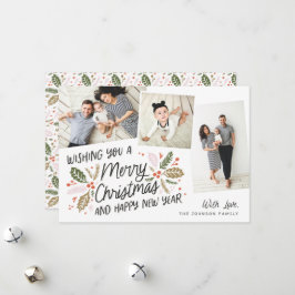  Holly Tilted Snapshot 3-foto met Kerstmis Feestdagenkaart
