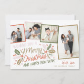  Holly Tilted Snapshot 4 Multi-Photo Feestdagenkaart (Voorkant)