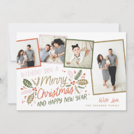  Holly Tilted Snapshot 4 Multi-Photo Feestdagenkaart