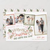  Holly Tilted Snapshot 4 Multi-Photo Feestdagenkaart (Voorkant / Achterkant)