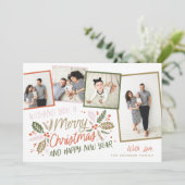  Holly Tilted Snapshot 4 Multi-Photo Feestdagenkaart (Staand voorkant)