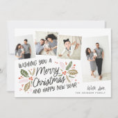  Holly Tilted Snapshot 4 Multi-Photo Feestdagenkaart (Voorkant)