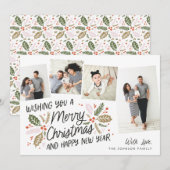  Holly Tilted Snapshot 4 Multi-Photo Feestdagenkaart (Voorkant / Achterkant)