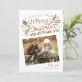 Holly Tilted Snapshot met Kerstmis Feestdagenkaart (Staand voorkant)