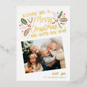  Holly Tilted Snapshot met kerstmis Gold Folie Feestdagenkaart (Voorkant)