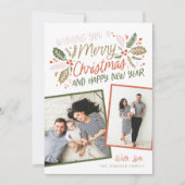  Holly Tilted Snapshot Multi-Photo Feestdagenkaart (Voorkant)