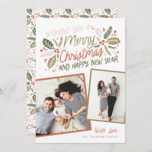 Holly Tilted Snapshot Multi-Photo Feestdagenkaart