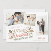  Holly Tilted Snapshot Multi-Photo Feestdagenkaart (Voorkant)