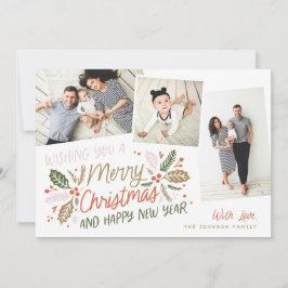  Holly Tilted Snapshot Multi-Photo Feestdagenkaart