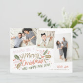  Holly Tilted Snapshot Multi-Photo Feestdagenkaart (Staand voorkant)