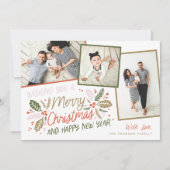  Holly Tilted Snapshot Multi-Photo Holiday Feestdagenkaart (Voorkant)