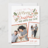  Holly Tilted Snapshot Multi-Photo Red Feestdagenkaart (Voorkant)