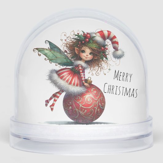 Holly-Topped Fairy on Ornament Snow Globe Sneeuwbol (Voorkant)