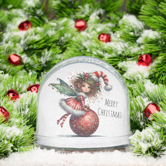 Holly-Topped Fairy on Ornament Snow Globe Sneeuwbol (Kerstmis)