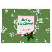 Holly Tree Berry Green Snowflakes Custom Kerstmis Groot Cadeauzakje (Voorkant)