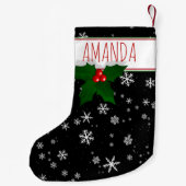 Holly Tree Berry Snowflake Pattern Personalized Kleine Kerstsok (Achterkant)