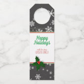 Holly Tree Berry Snowflakes Aangepast kerstfeest Flessenhanger (Voorkant)