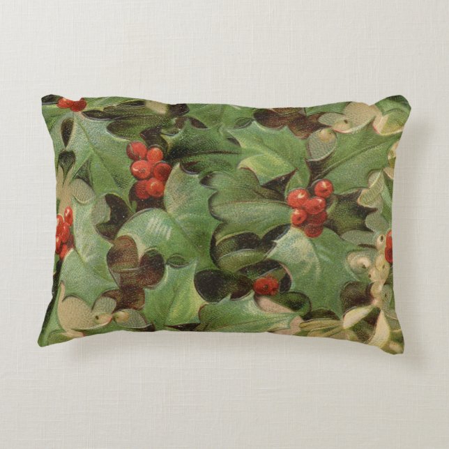 Holly Tree Kerstvakantie Vintage Accent Kussen (Achterkant)