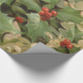 Holly Tree Kerstvakantie Vintage Cadeaupapier (Hoek)