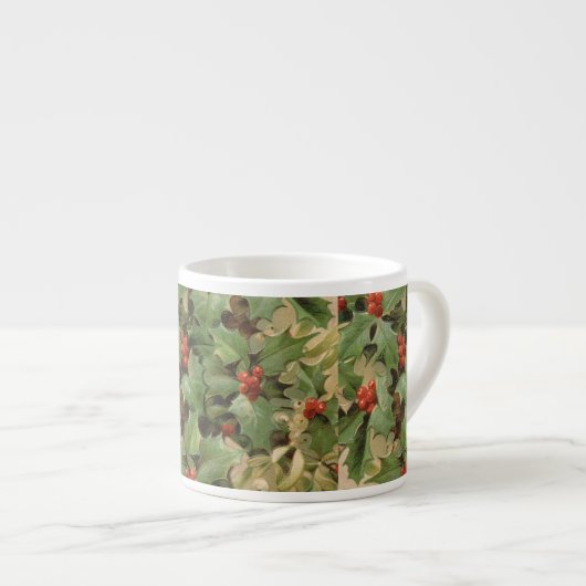 Holly Tree Kerstvakantie Vintage Espresso Kop (Voorkant rechts)