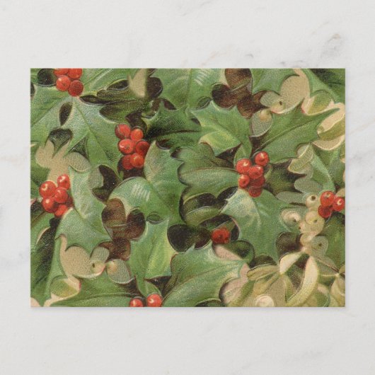 Holly Tree Kerstvakantie Vintage Feestdagenkaart (Voorkant)