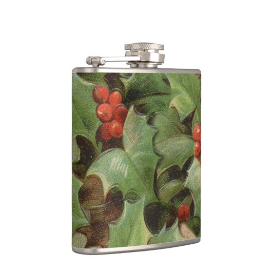 Holly Tree Kerstvakantie Vintage Heupfles (Rechts)