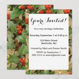 Holly Tree Kerstvakantie Vintage Kaart