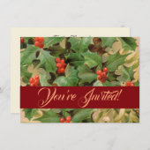 Holly Tree Kerstvakantie Vintage Kaart (Voorkant / Achterkant)