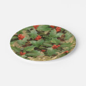 Holly Tree Kerstvakantie Vintage Papieren Bordje (Gekanteld)